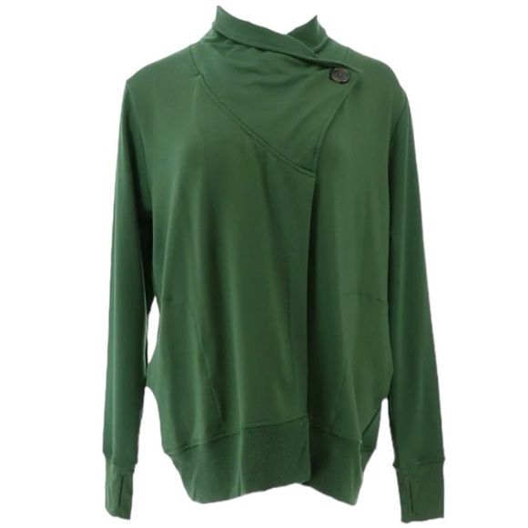 Cuddl Duds Stylish smooth soft Green Lightweight Comfort Drape Front Cardigan - Picture 7 of 8